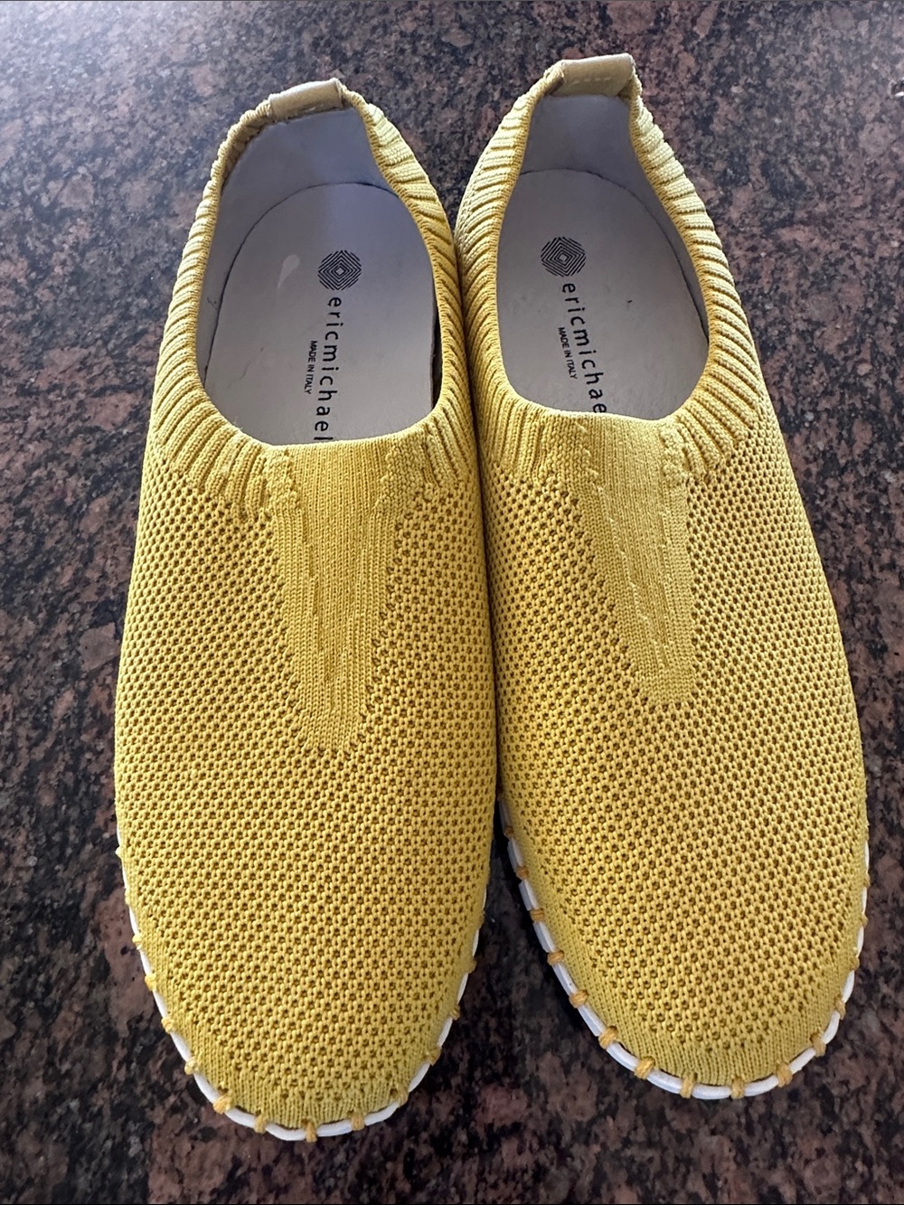 Eric Michael Yellow Knit Slip-On Sneakers
